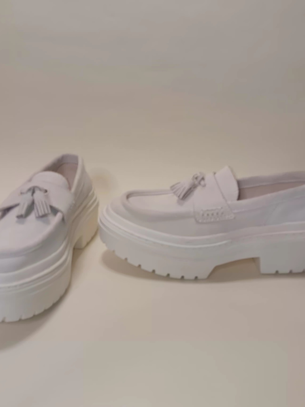 Converse White Platform Tassel Loafers